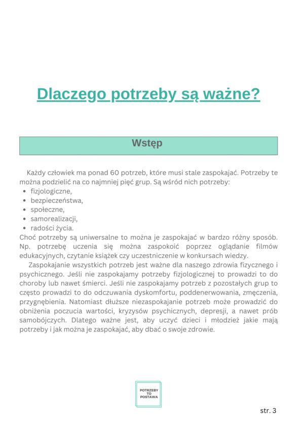 Scenariusze lekcji o potrzebach dla szkół średnich - obrazek 2