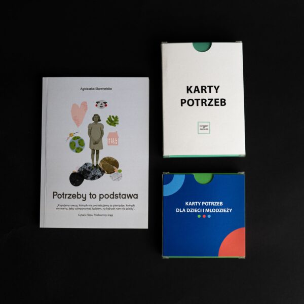 Zestaw: Książka „Potrzeby to podstawa” + „Karty potrzeb” + „Karty potrzeb dla dzieci i młodzieży” (wersje papierowe + ebook gratis)